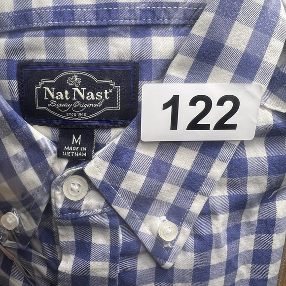 Nat Nast Luxury Originals Medium L/S Button Down Dress Gingham Plaid Preppy Shir - Picture 6 of 6